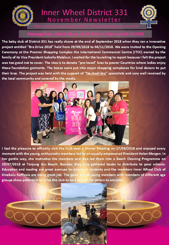 District Chairman Nancy Ho's November 2018 Message