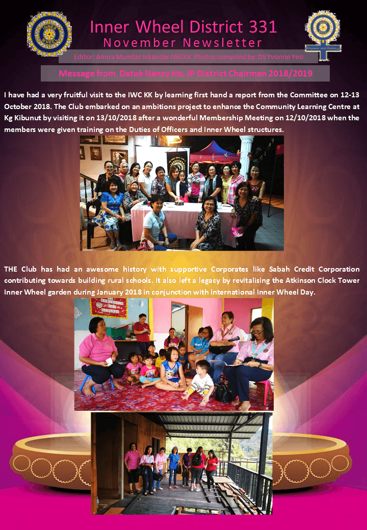 District Chairman Nancy Ho's November 2018 Message