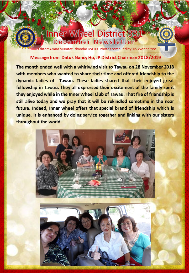 District Chairman Nancy Ho's December 2018 Message