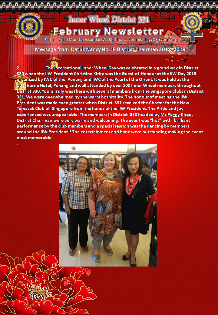 District Chairman Nancy Ho's February 2019 Message