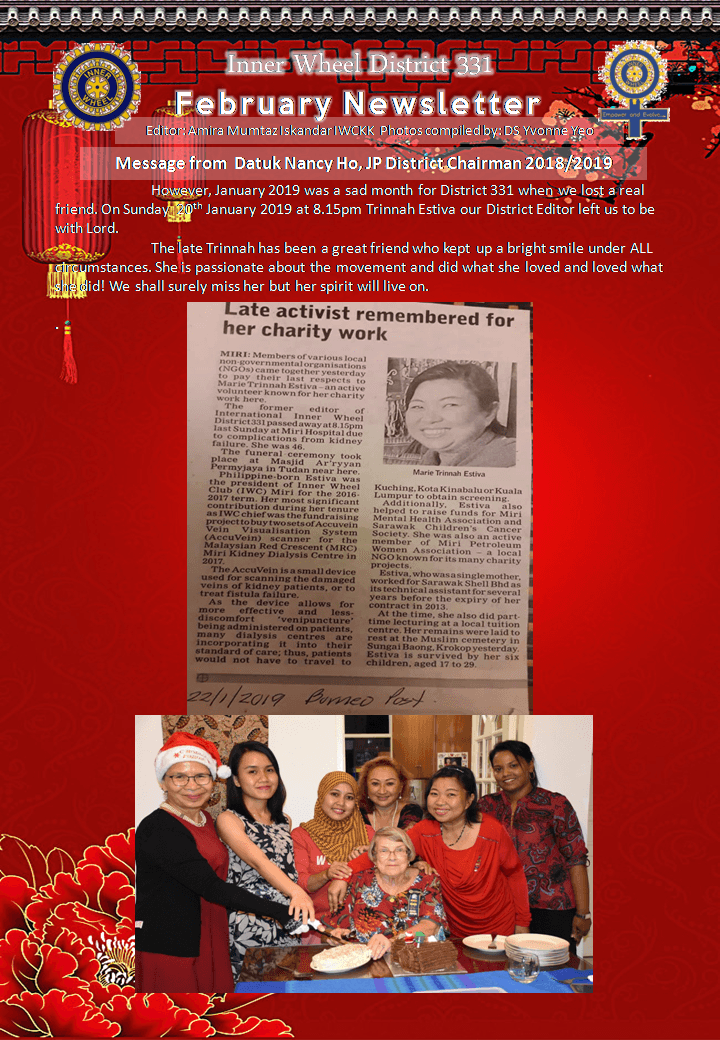 District Chairman Nancy Ho's February 2019 Message